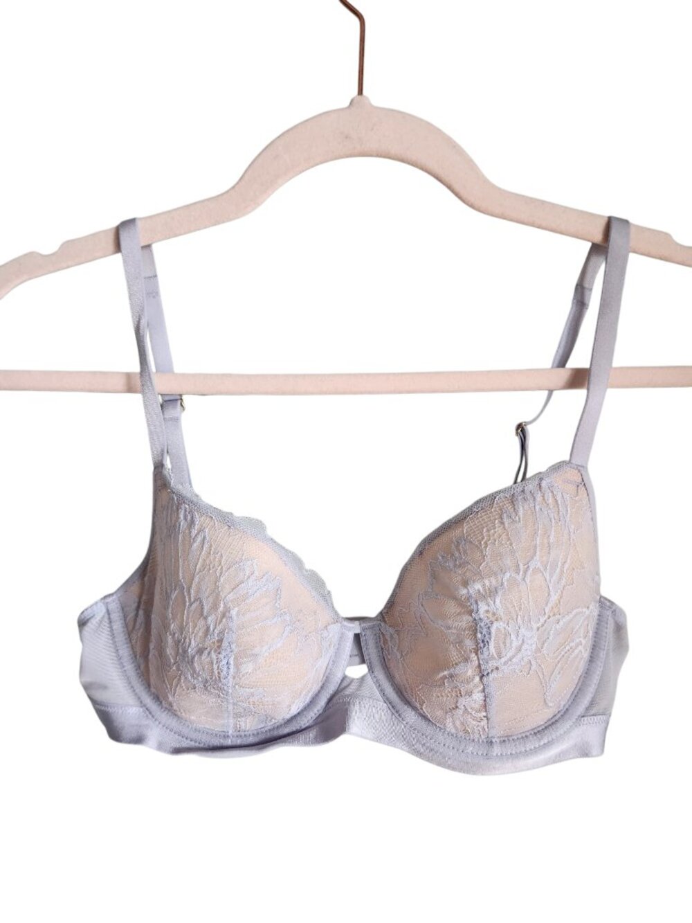 Soma Bra 32C Women's Light Blue Lightly Lined Perfect Coverage Lacey Underwire